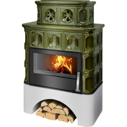 Kachlová kamna ABX Karelie s výměníkem 10,5kW, zelená